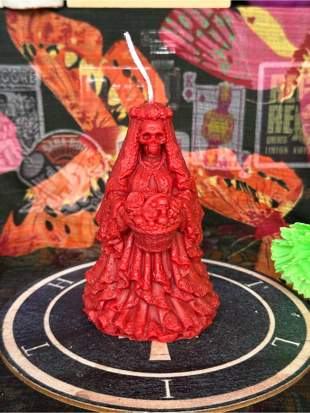 Red Skeleton Bride Candle β Gothic Mourning Bride